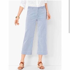 Talbots Wide Leg Crop 12 Blue White Pinstripes